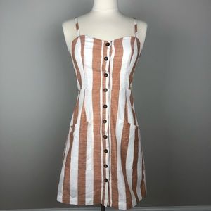 FOREVER 21 Vertical Striped Dress Button Down Size Small